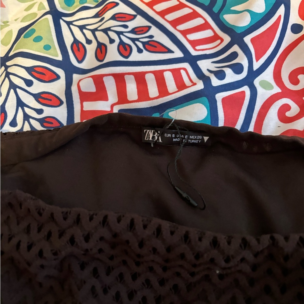 Zara Elegant Brown Mesh Skirt